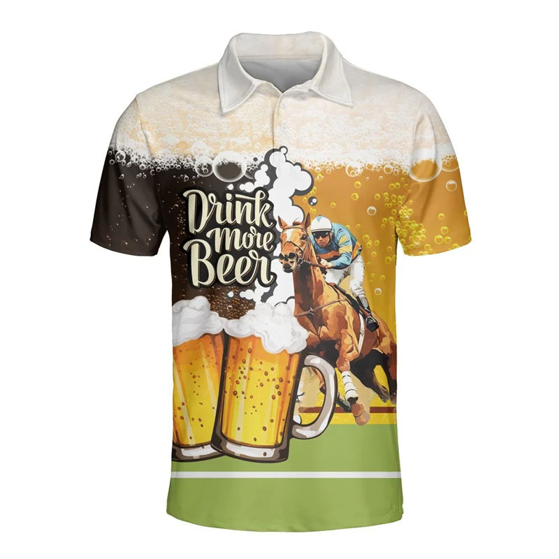 Polo Shirt Equestrian - 3D baskılı Hawaiian bira Polo GÖMLEK