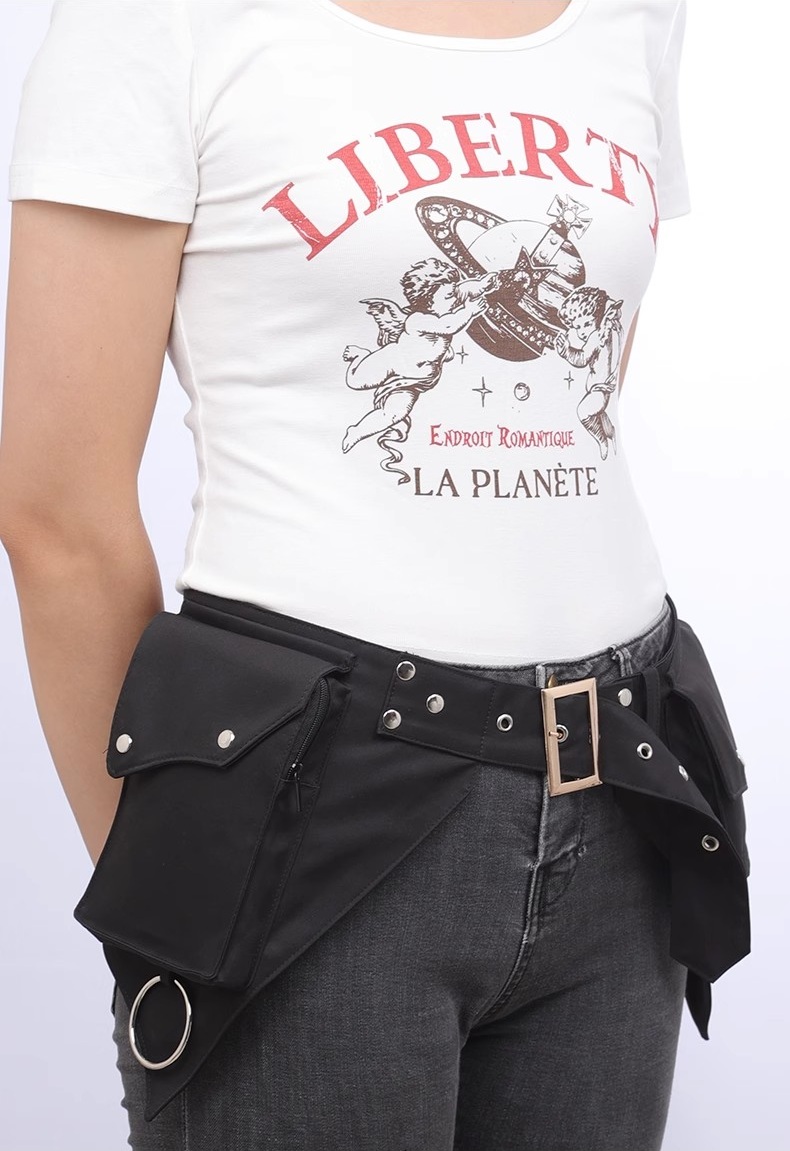 Kadın ortaçağ Punk bel çantası - Outdoor Sports Accessories incelemesi ve fiyatı